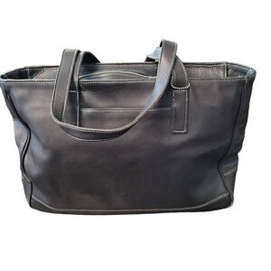  Coach Leather Black Tote bag with zip closure 21x12